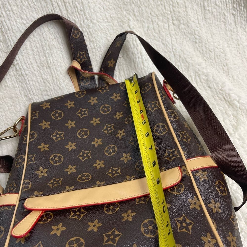 Stylish  Synthetic Brown & Gold Backpack / Shoulder bag tan trim Accents - Picture 9 of 15